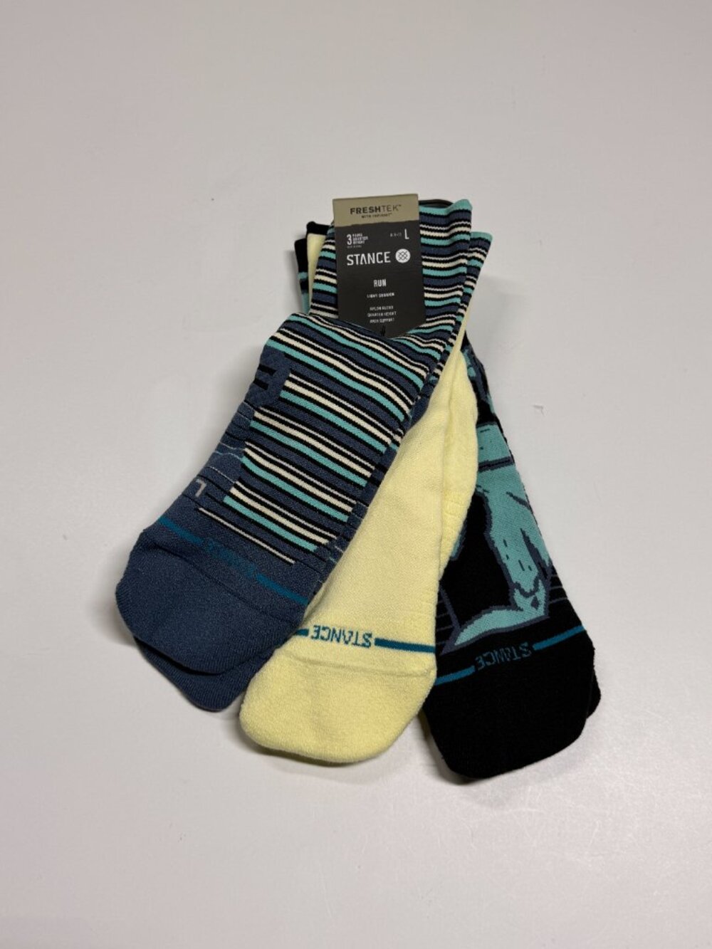 NWT Stance Freshtek RUN Light Cushion Sock - Quarter Height - Large - 3 Pack